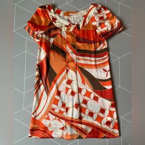 Massimo Dutti orange retro silk dress